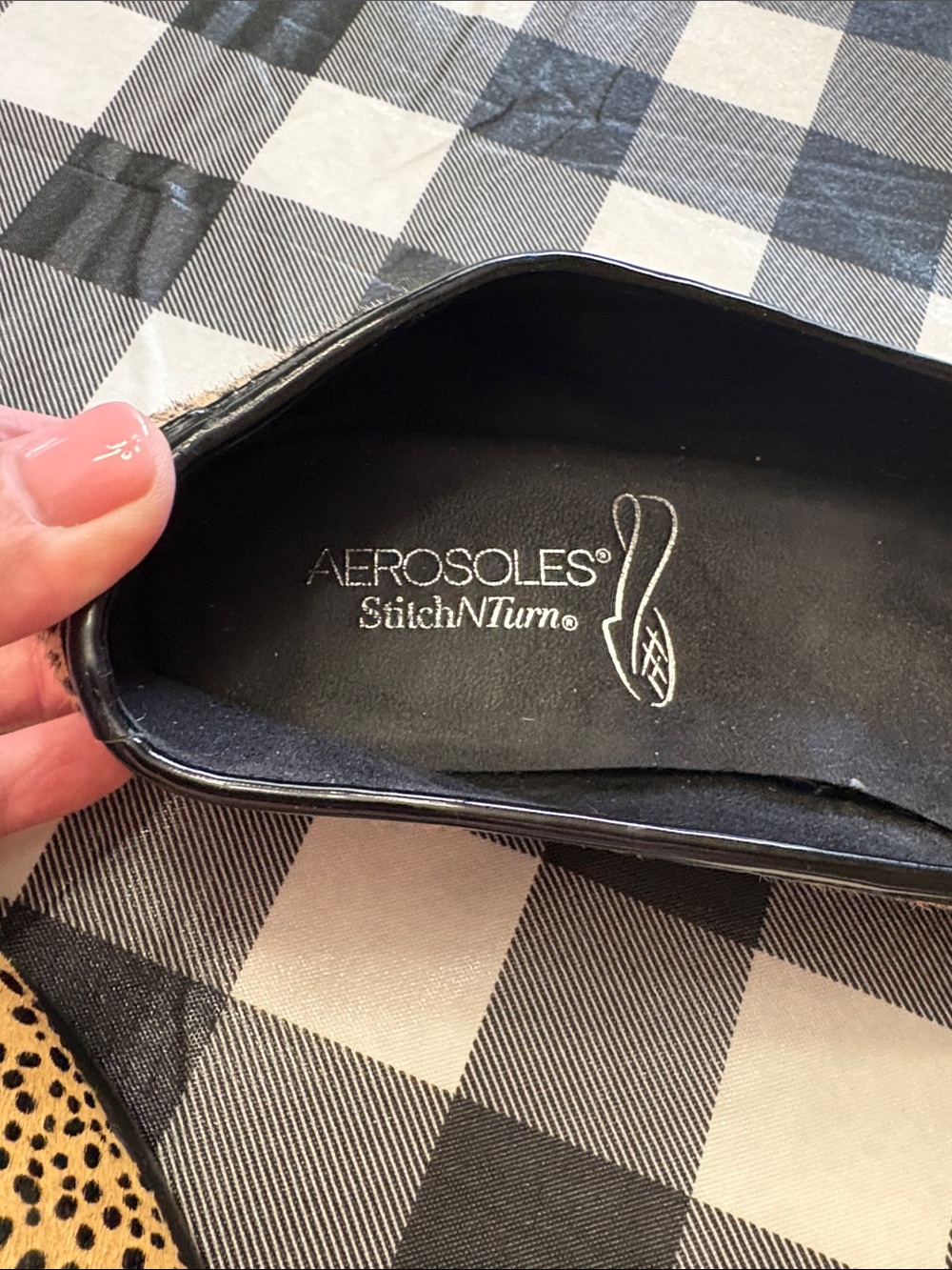 AEROSOLES Tan and Black Leopard-Print Ballet Flats - Picture 2 of 4